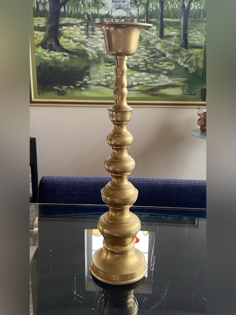 Vtg 15” HOMCO Brass Candlestick Holder Statement Mid-Century Modern Decor Japan